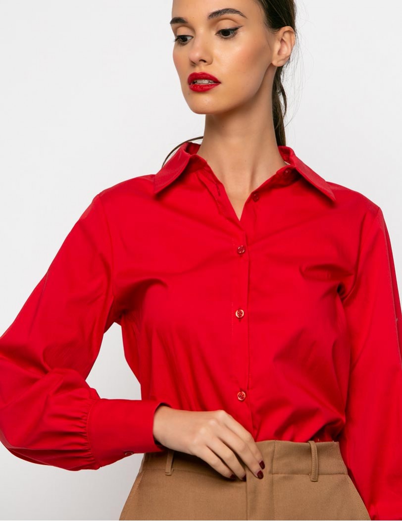 Rianna-Red Shirt with Wide...