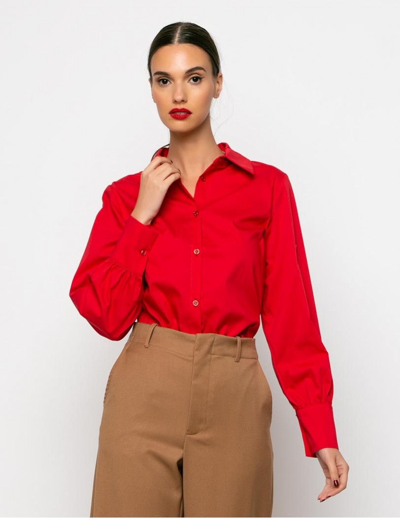 Rianna-Red Shirt with Wide Cuffs
