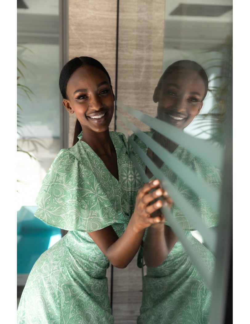 Electra-Εμπριμέ Crop-Top με Φερμουάρ