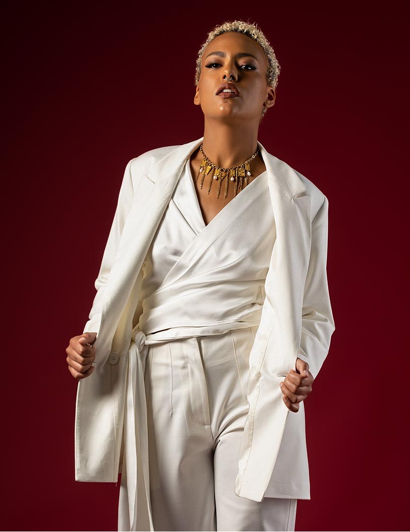 FW 113-2025 Ecru Blazer with Viscose Lining