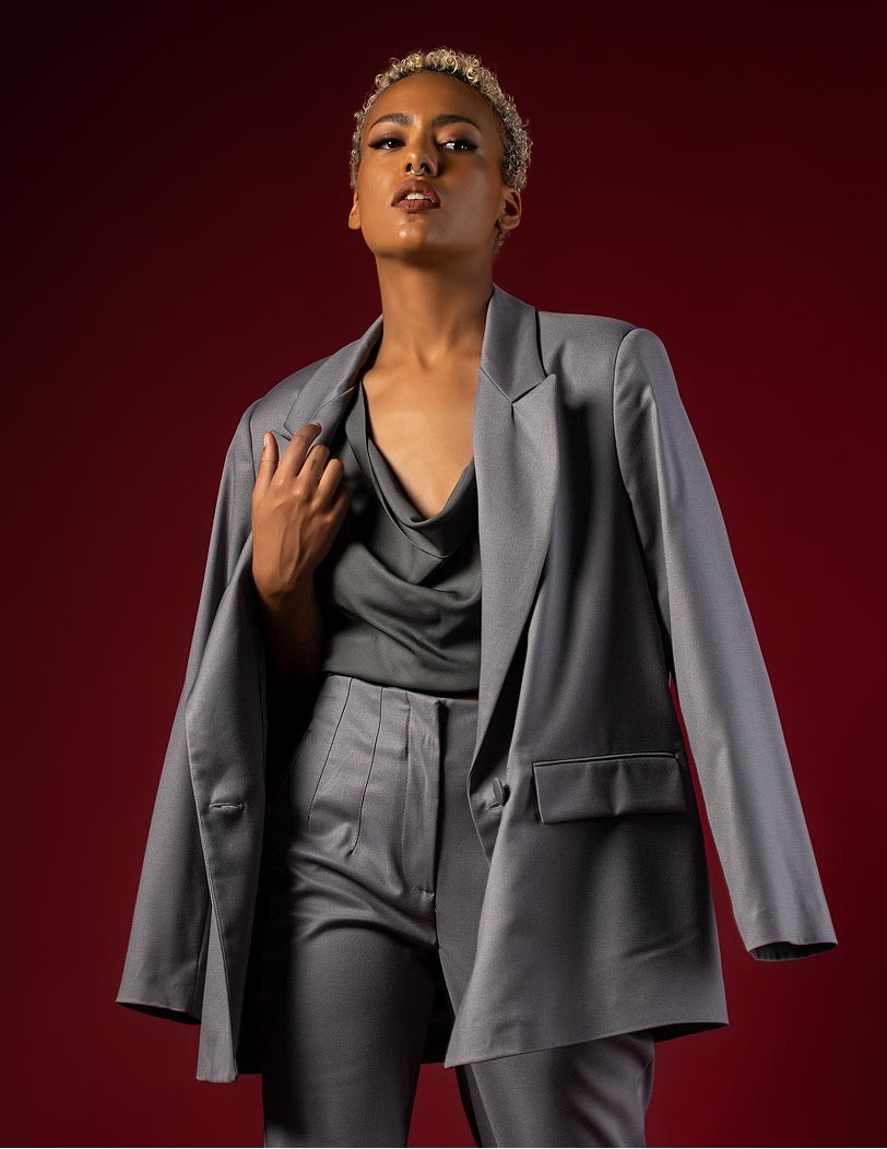 FW 113-2025 Grey Blazer with Viscose Lining