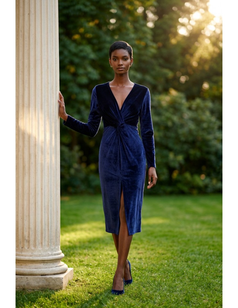 1010 velour blue dress