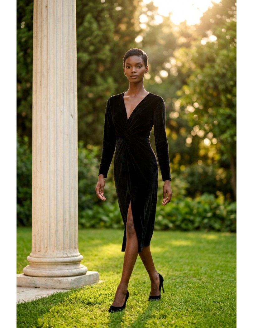 1010 black velour dress
