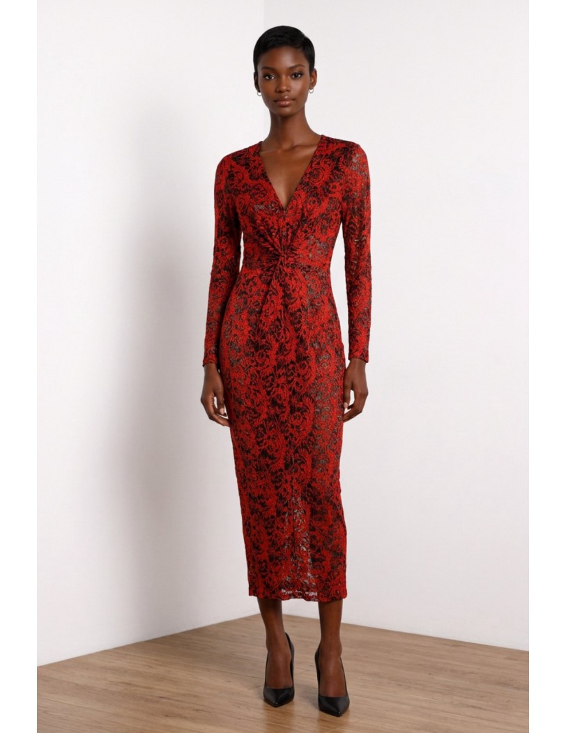 1020 red lace dress