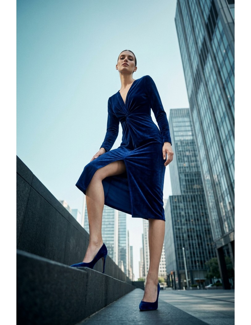 1010 velour blue dress