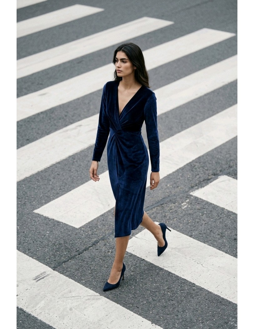 1010 velour blue dress