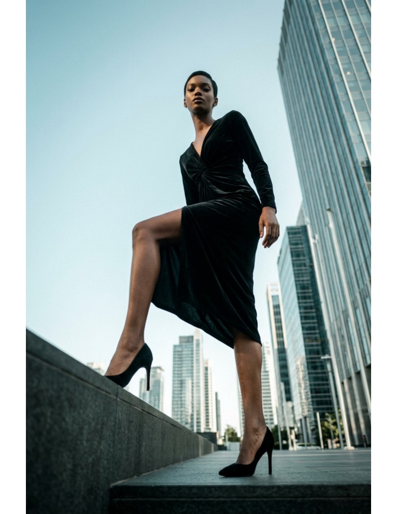 1010 black velour dress