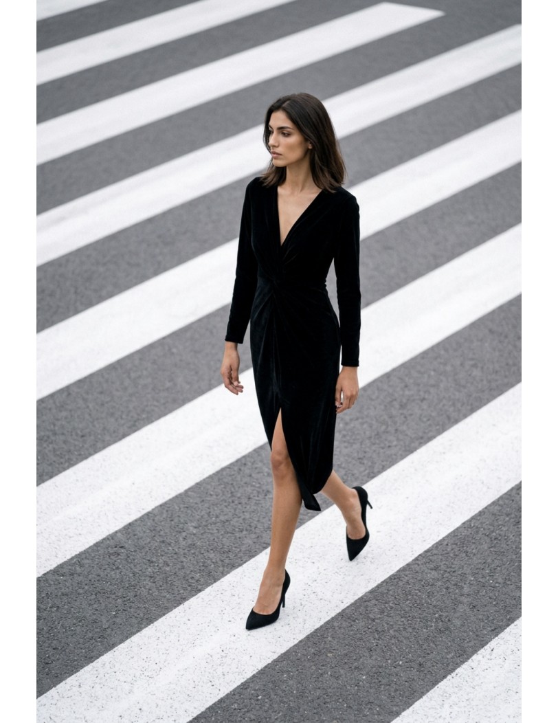 1010 black velour dress